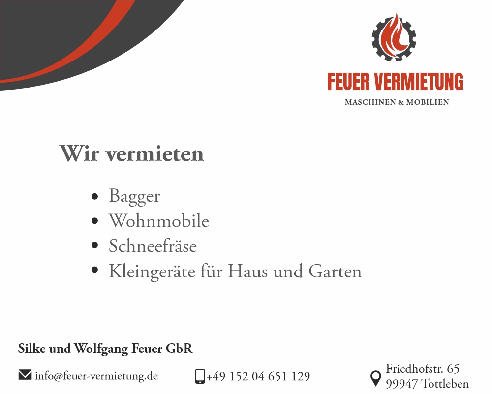 Feuer Vermietung Tottleben